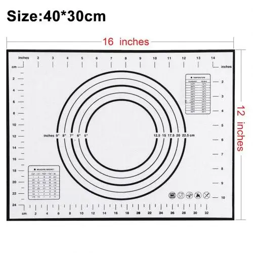 26x29 см 40x30 см антипригарный силиконовый тестомес длявыпечки для теста подкладочный лист для раскатывания теста вкладыш коврик силиконовый коврик для выпечки формы для выпечки - Цвет: Black 40x30cm