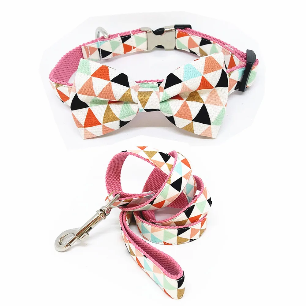 

Personalized Engraved Metal Buckle Linen Dog Collar with Optional Bow Tie leash,Christmas Dog Collar for boy or girl dog gifts