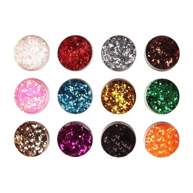 

12 Colors Big Nial Glitter Sequins Shimmer UV Builder Gel Nail Art Deco Set Tips Polish Tools Kit 2U1018
