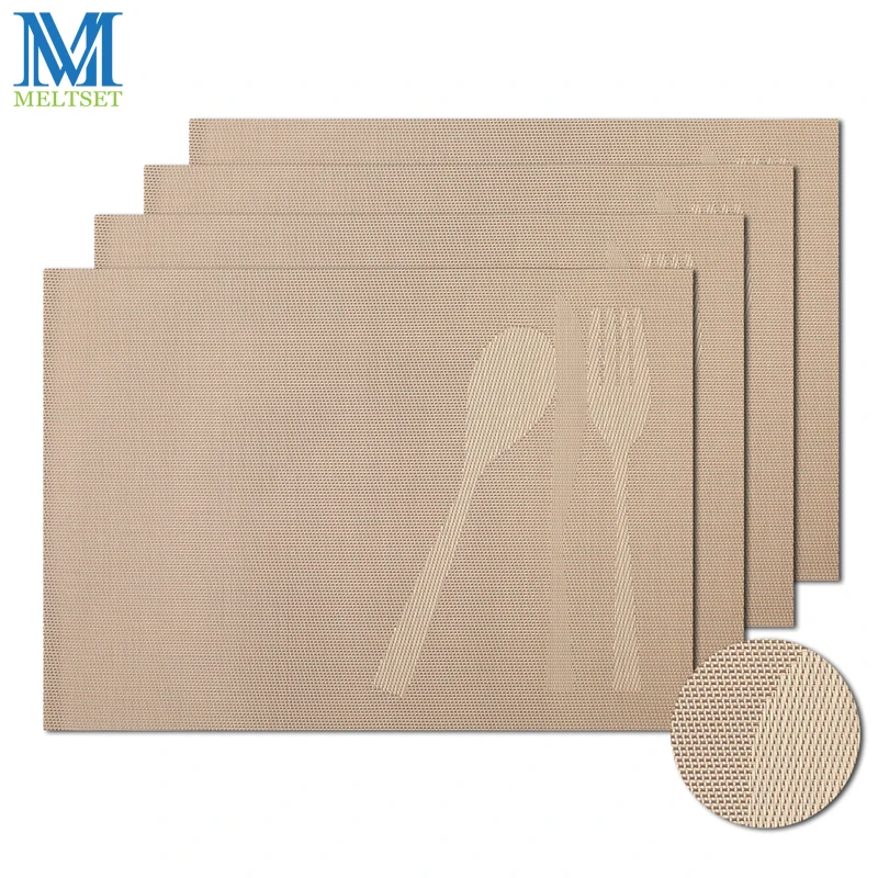 4pcs/Set Spoon and Fork Pattern Kitchen Table Mats 45x30cm PVC Placemats for Dining Table