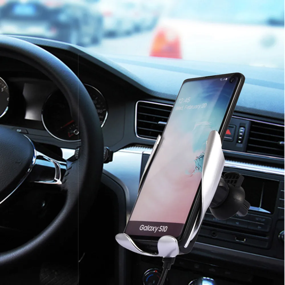 

1PC 360 Rotation Charging Mount Bracket Auto Clamping Wireless Car Charger Air Vent Holder For iphone For Huawei Holder Durable