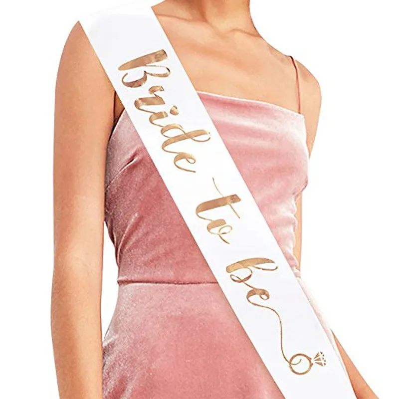 

Wedding Decoration RoseGold Bride To Be Ribbon Wedding Veil for Bridal Shower Bachelor Party Sticker Bachelorette Party Supplies