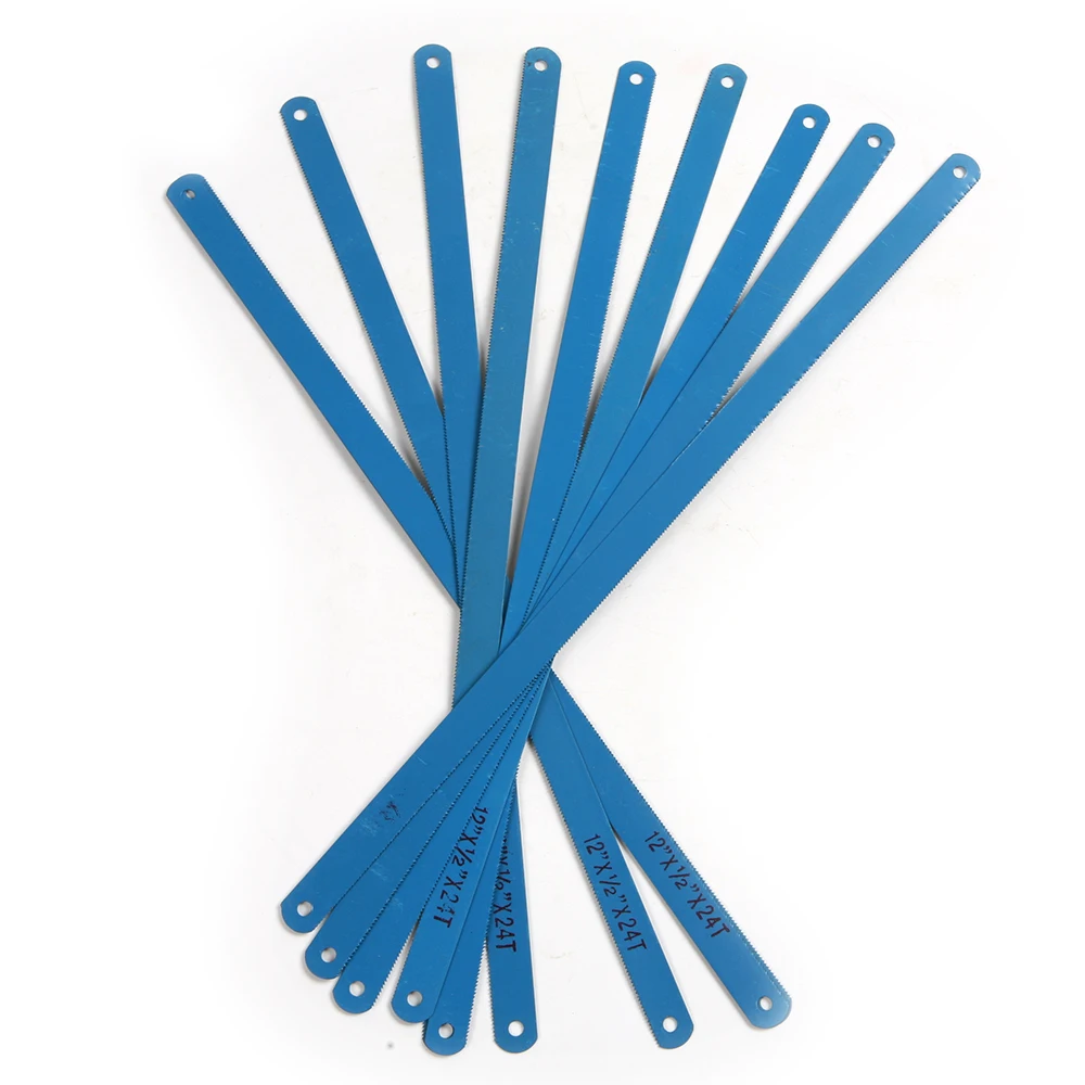 2PCS Adjustable Plastic Hand Saw Handle With 10PCS High Carbon Steel Blue Color Hacksaw Sawing Blades 300mm Length
