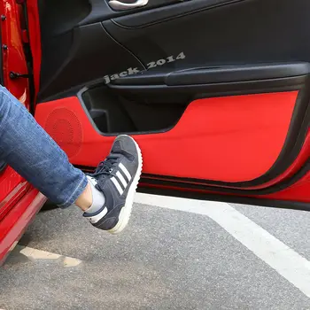 

Red leather Car Door Anti-kick board Refit Cover trim For Honda Civic 2016 2017 2018 2019