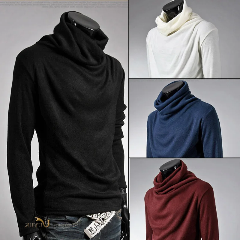 

Mens knitted clothing casual t shirts Pullovers Men Solid Male Outerwear Jumper Blusa Masculina Turtleneck Winter Warm MQ208