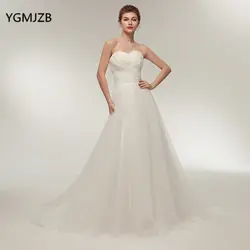 Vestido De Noiva 2018 Элегантный свадебное платье Длинные линии милое платье цвета слоновой кости перо Узелок Тюль Свадебные халат де mariée