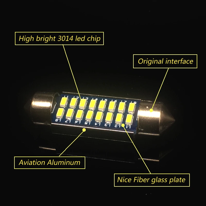 2 шт. Canbus Светодиодная гирлянда 28 мм 31 мм 36 мм 39 мм 42 мм SV8, 5 C10W C5W Led 3014 SMD 12 В лампа светильник автомобиля купольная лампа номерного знака светильник