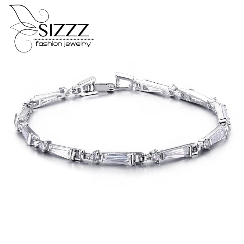 

High quality fashion silver plated bracelet men 5MM flat sideways chain 2016 new hot sales jewelry best gifts