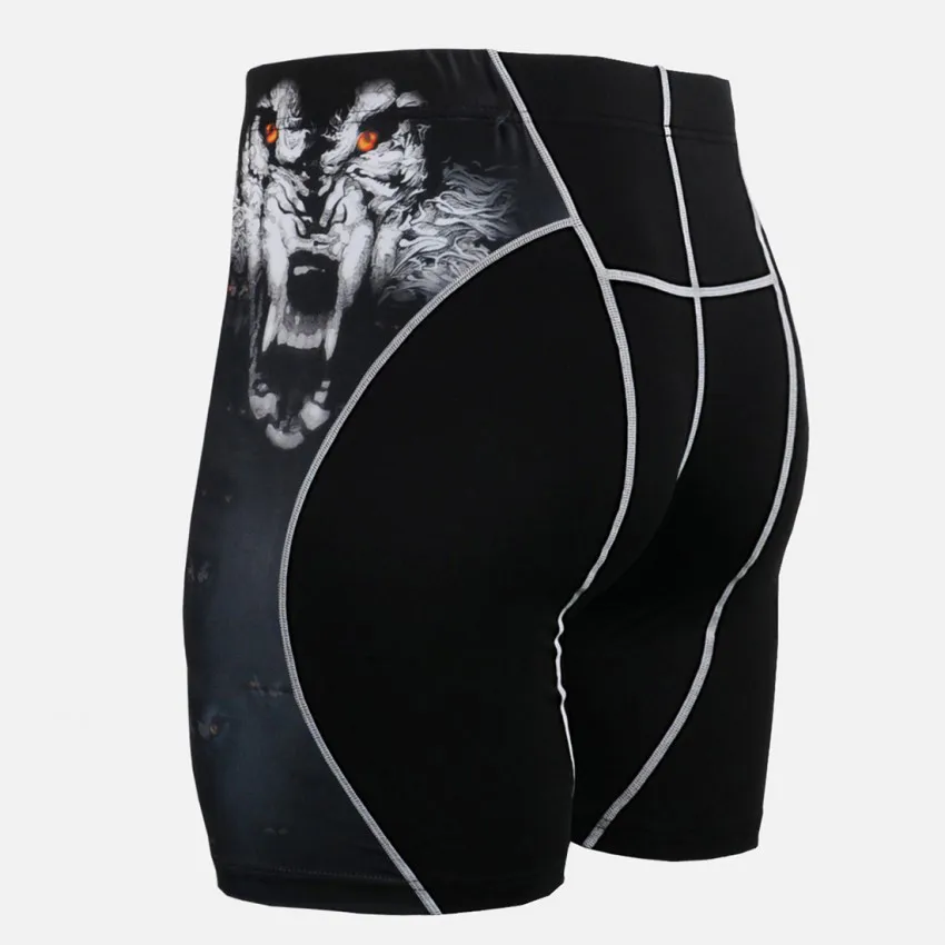 Брендовая одежда 3D печати Компрессионные шорты Для мужчин Бодибилдинг Crossfit пот Штаны Фитнес колготки тренажерные залы Slim Fit Короткие штаны