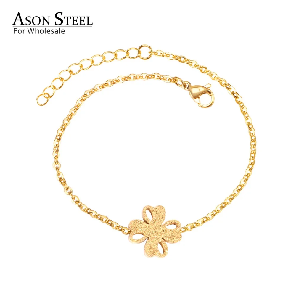 

ASONSTEEL Flower Bracelets 5pcs/lots 18cm+2cm Stainless Steel Extender Link Chain Bracelets Gold/Silver Accessories Party