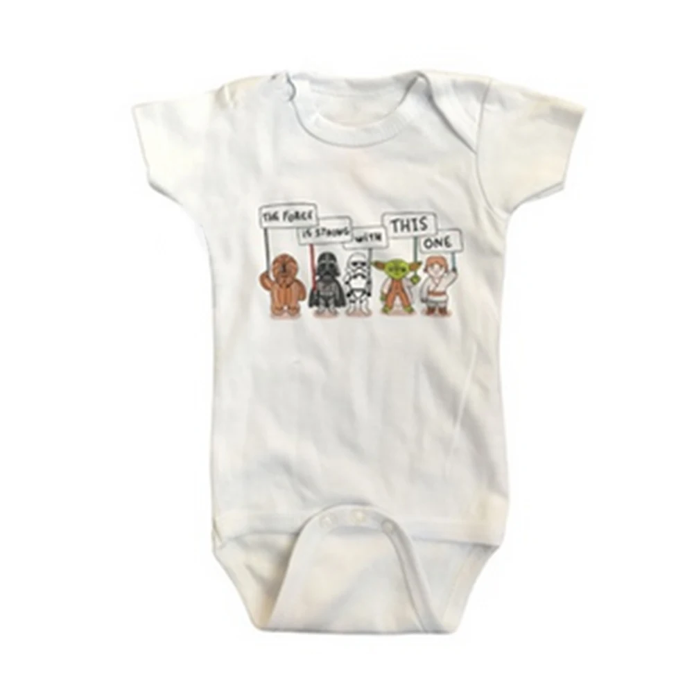 

Summer Baby Cartoon Pattern Short Sleeve Romper Infants Baby Boys Girls White jumpsuit