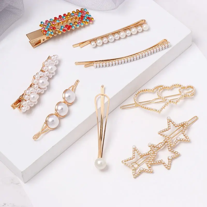 

JZYN 2019 Spring 8 New Style Imitation Pearl Women Barrettes Elegant for Women Hair Clip Hairgrips Acrylic Hair Accessories