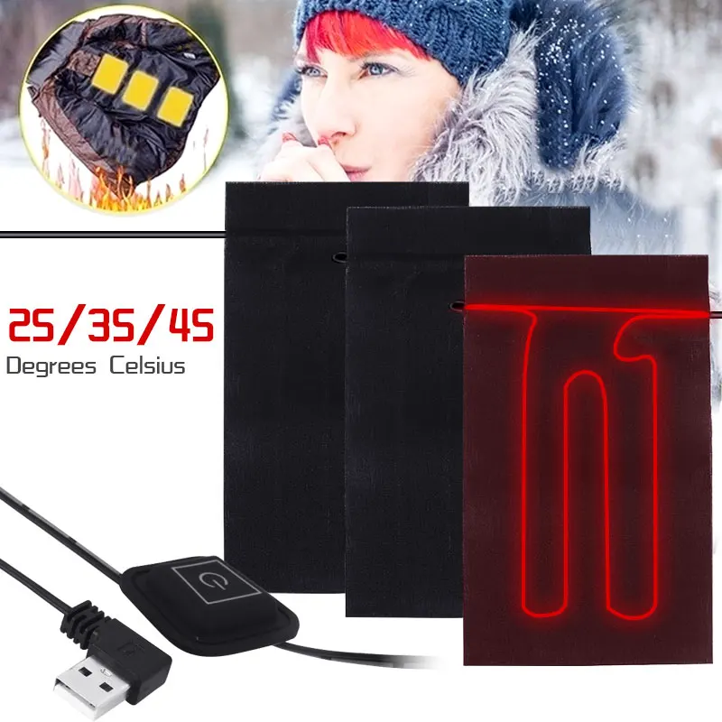 

3 in 1 USB Charged Clothes Heating Pads 3 Gear Adjustable Temperature Heating Warmer Pad For Vest Jacket Winter Warm