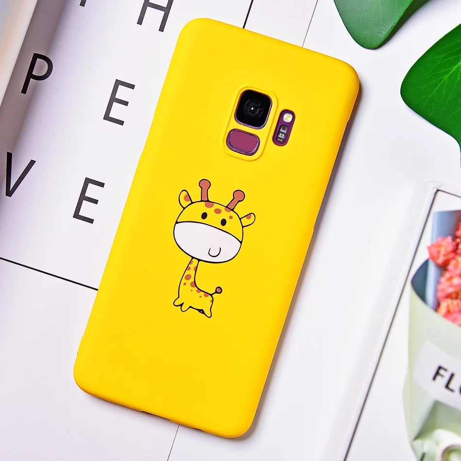 TOMKAS Cute Cartoon Giraffe Plant Case for Samsung Galaxy S8 S9 Plus Yellow Back Cover Case for Samsung Galaxy Note 9 Coque (10)