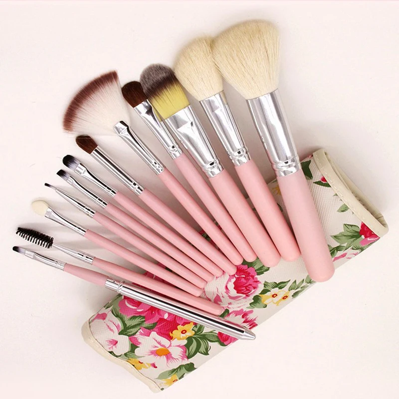 

12PCS/Set Makeup Brushes Pro Cosmetic Brush Shadows Eyeliner Lip Eyebrow Nose Foundation Brush Makeup Tools kit with Makeup Bag