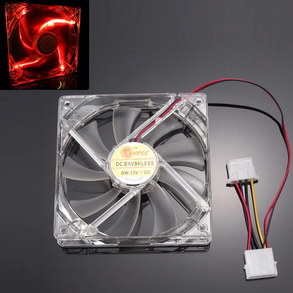

Red Quad 4-LED Light Neon Clear 120mm PC Computer Case Cooling Fan Mod Fashion Useful 17Otc24