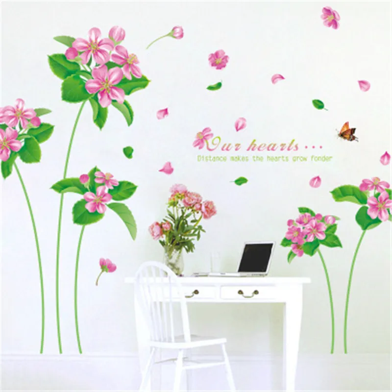 

Environmentally Friendly Romantic flower Removable Decorative Wall Sticker Bedroom Living Room Sofa Background Decoration