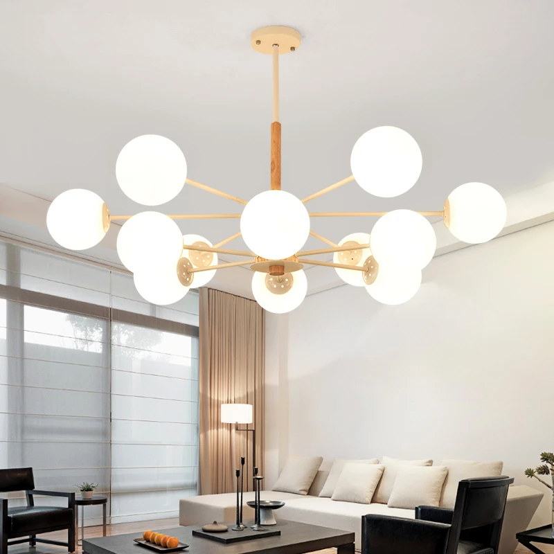 

Post-Modern LED chandelier wooden bedroom suspended lighting loft novelty fixtures Nordic luminaires living room hanging lights