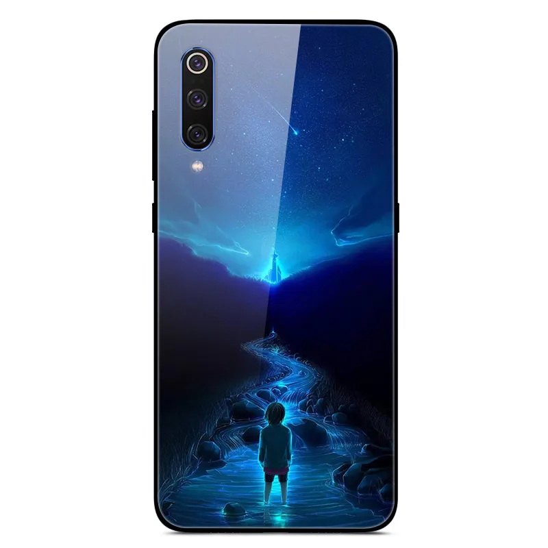 Чехол из закаленного стекла для Xiaomi Mi 9, чехол, стеклянная крышка для Xiaomi Mi 9 SE, чехол, силиконовый бампер, чехол для Xiaomi Mi CC9 Pro 9 Lite - Цвет: Светло-зеленый