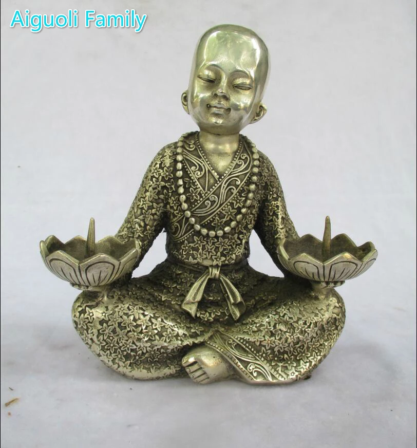 

Art collection old chinese handmade tibet silver monk candlestick /metal candlestick craft for home decoration