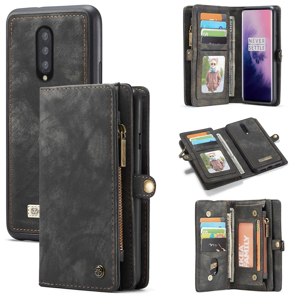 Skup Oneplus 7 Pro Case wielofunkcyjne karty portfel portmonetka etui na telefon do Oneplus 7 7 Pro odpinane skórzane etui z klapką