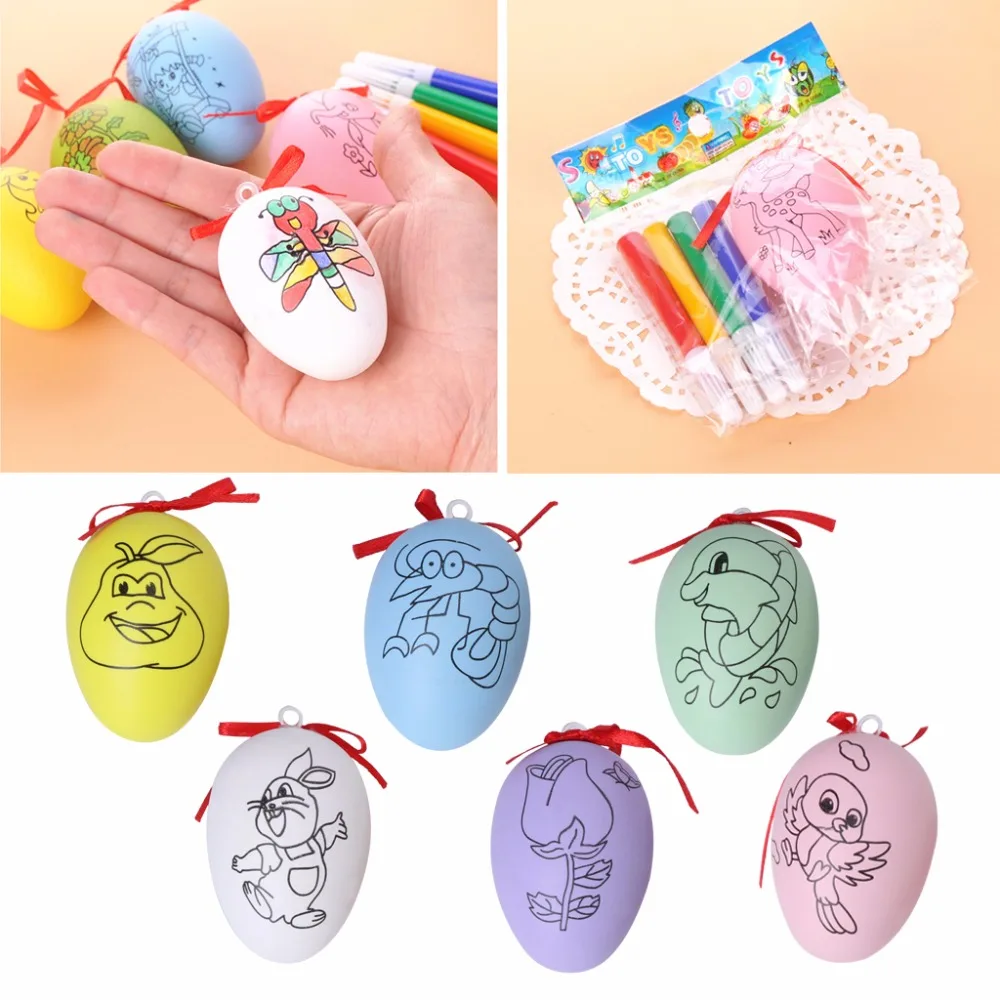 

Plastic Easter Eggs for Kids DIY Painting Hunt Game Easter Party Decorations Set Educational Toys