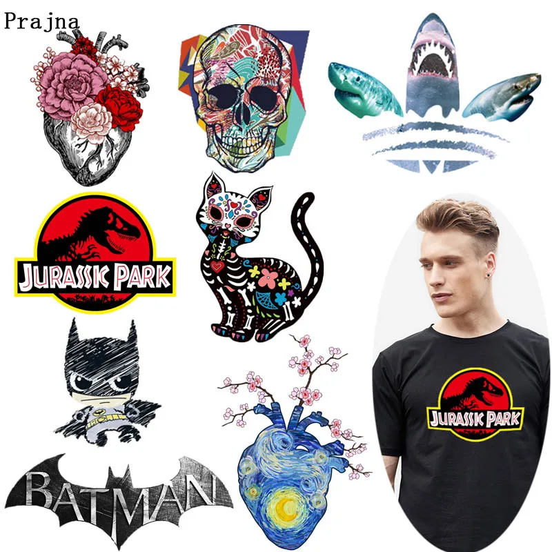 

Prajna Heart Transfer Flower Heat Transfer Iron On Vinyl Printed Thermals Stickers for Clothing Punk Skull Colorful Hand Decor H