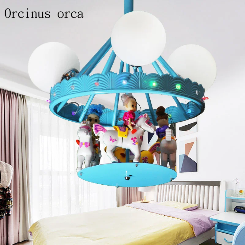 

Creative cartoon Trojan horse chandelier children's room boys and girls bedroom modern protective eye LED Chandelier