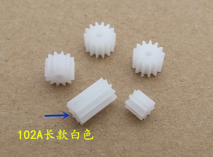 10pcs/pack K844 102A Plastic Lengthen Shaft Gears 5 Orange and 5 White Reaction Gears Micro Motor Gear DIY Parts