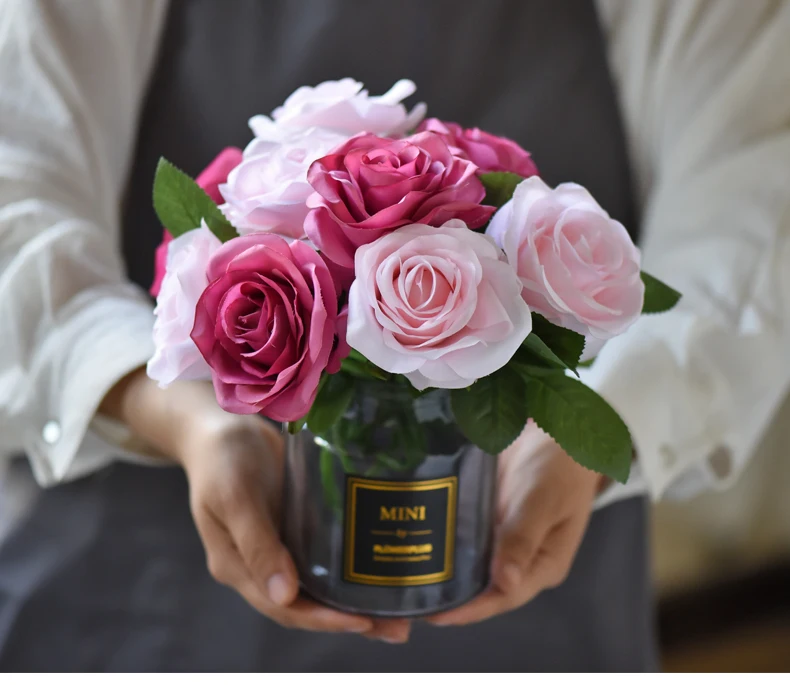 roses artificial peony flower wedding bridal bouquet  (10)