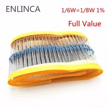 100 шт. 1R~ 20M 1/6 Вт = 1/8 Вт 0,125 1R 1.2R 1.5R 1.8R 2R 2.2R 2.4R 2.7R 3R 1 1,2 1,5 1,8 2 2,2 2,4 2,7 3 ом металлического пленочного резистора 1