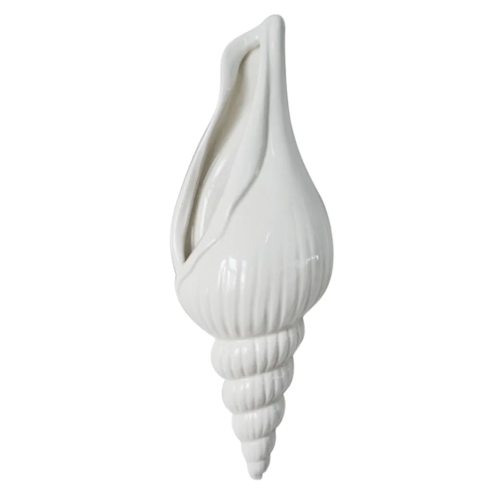 3x Modern White Ceramic Sea Shell Conch Flower Vase Wall Hanging Home Decor