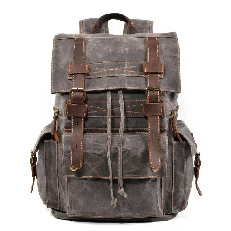 Mannen Lederen Canvas Rugzak Grote Schooltas Waterdichte Reistas Rugzak Retro Duty Dagrugzak Mannelijke Ongedwongen Boekentas Laptop Rugzak Mannen Lederen Canvas Rugzak Grote Schooltas Waterdichte Reistas Rugzak Retro Duty Dagrugzak Mannelijke Ongedwongen Boekentas Laptop Rugzak