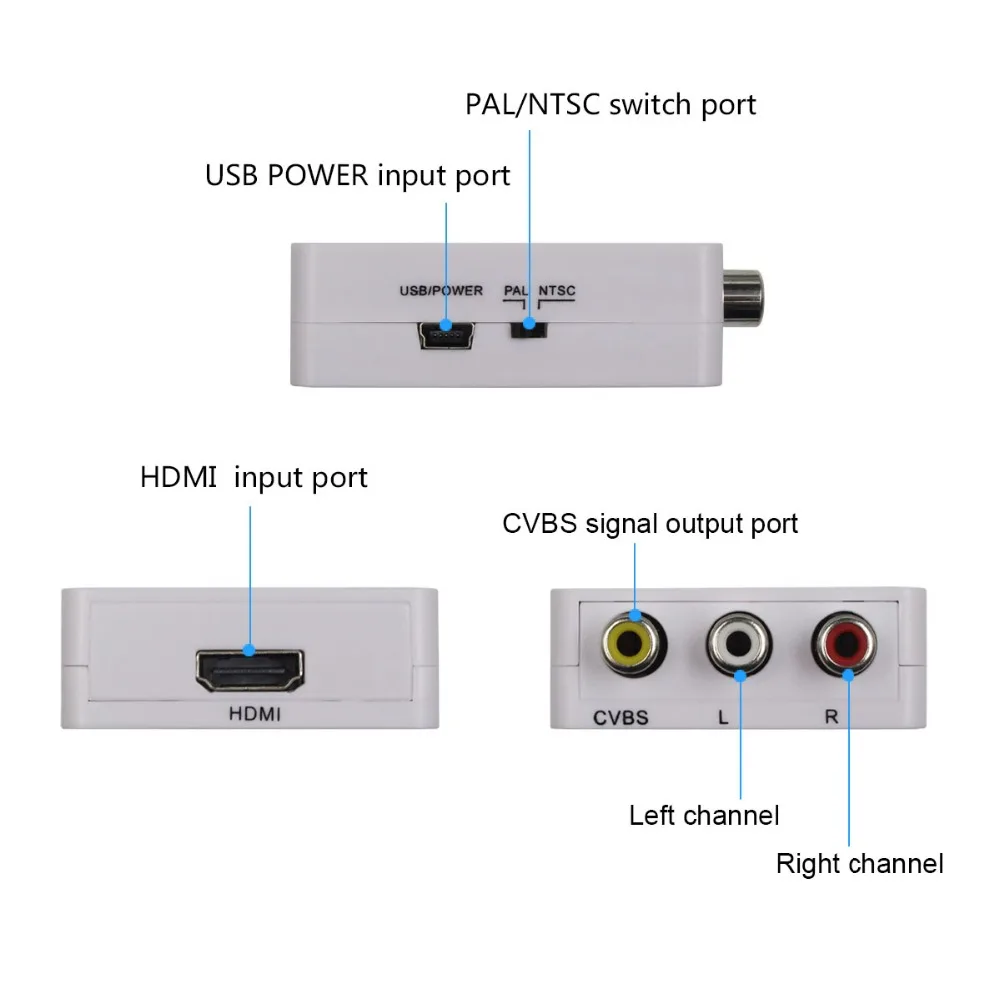 HDMI К AV скейлер адаптер HD видео конвертер коробка HDMI к RCA AV/CVSB L/R видео 1080P HDMI2AV Поддержка NTSC PAL для мини