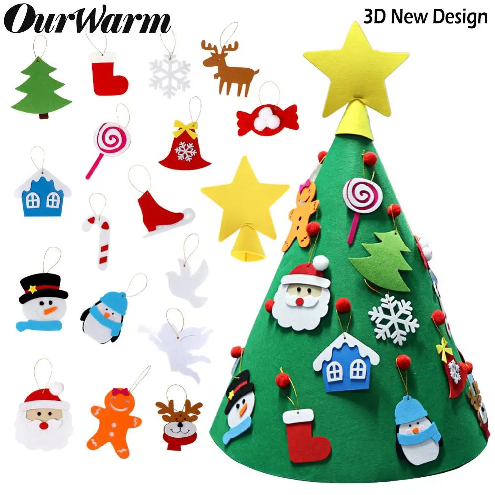 OurWarm 3D DIY чувствовал дерево дети новогодний подарок игрушки маленькая новогодняя