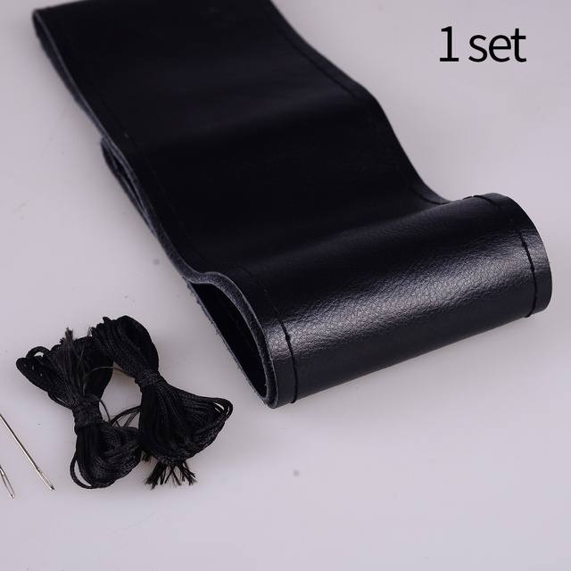 Car Steering Wheel Cover Soft Leather DIY Sewing Kit Handmade Sewing Thread Needles Steering-wheel Covers Auto Accessories