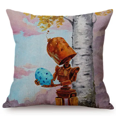Cute Cartoon Robot Funny Cosplay Home Decoration Throw Pillow Case Kindergarten Children Like Car Sofa Chair Linen Cushion Cover M092-14