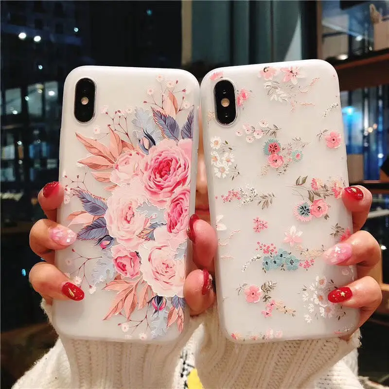 

Flower Silicon Phone Case For iPhone 7 8 Plus XS Max XR Rose Floral Cases For iPhone X 8 7 6 6S Plus Soft TPU Cover Coque Capa