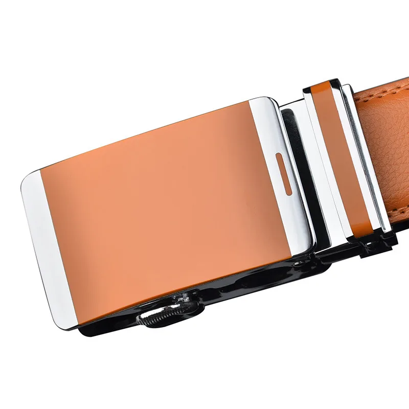 

Korean version of men's fashion orange leather belt youth business leisure belt automatic buckle two-layer cohide belt TD