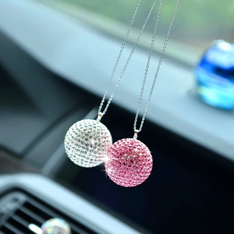 Hot sale Colorful lucky Crystal ball car pendant Car Rearview Mirror