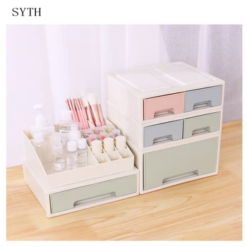 

SYTH Creative and Eco-friendly plastic Rectangle Desktop Storage Box for Sundries Makeup Jewelry Organizador with Glossy Drawer
