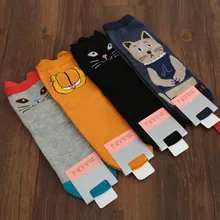 PEONFLY Beautiful Autumn Winter Cotton Kitten Warm Woman funny novelty happy cat Socks colorful women cute kawaii 4PAIRS/LOT