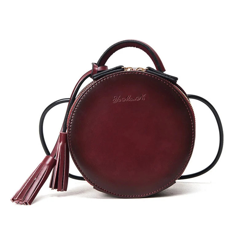 

1 Pcs Women Shoulder Crossbody Bag Round Vintage PU Leather for Mobile Phone FC55