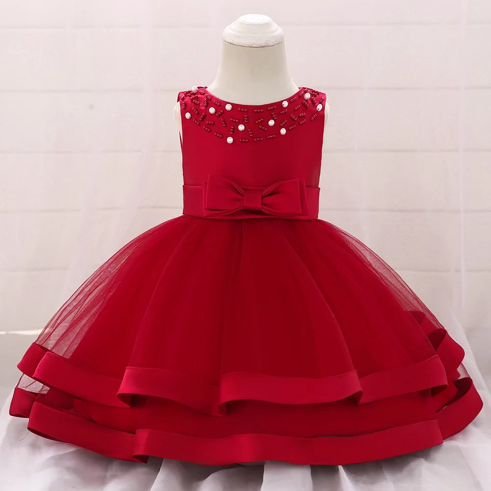 Платье для первого дня рождения, одежда для маленьких девочек Детские вечерние платья принцессы для маленьких девочек; одежда с цветочным принтом; детское Новогоднее платье