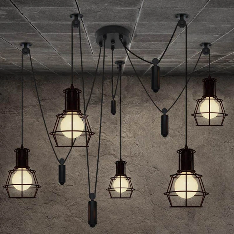 Bar actieve spider retro industriële verlichting candelabro keuken novelty spider katrol hanglamp eetkamer hanglamp.jpg