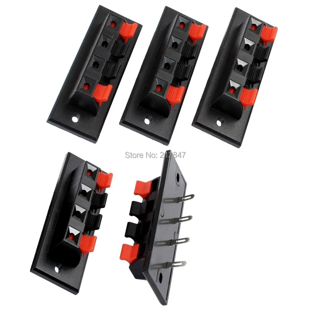 Single Row 4 Position Cable Clip Socket Push Type Speaker Terminals