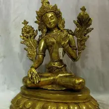 S6354 1" Тибет свинка бронза Буддизм цветок лотоса Белая Тара Будда Скульптура статуя