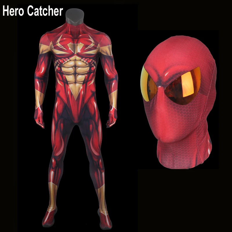

Hero Catcher Top Quality Iron Spiderman Cosplay Costume New Arrival Spiderman Spandex Suit For Party Muscle ShadeSpiderman Suit