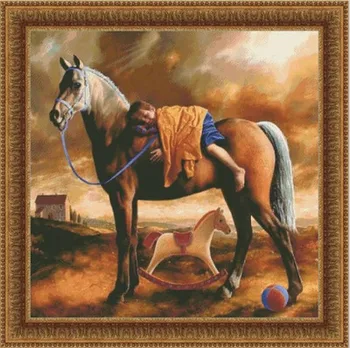 

R Thread 100% Printed Unfinished Cross Stitch Patterns Sets Embroidery Handmade Needlework Kits Baby By Horse