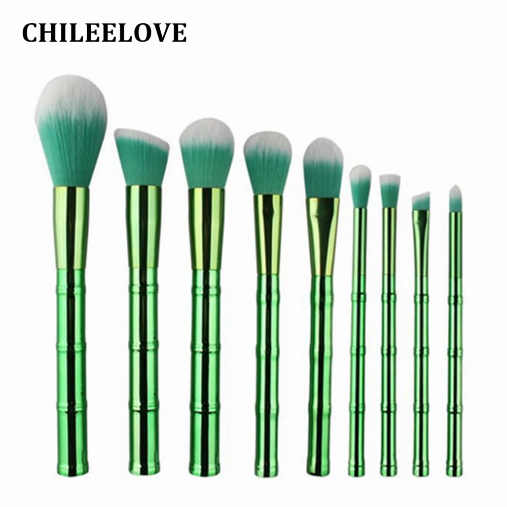 CHILEELOVE 9 шт./компл. бамбуковые кисти для макияжа разных форм комплект розовый